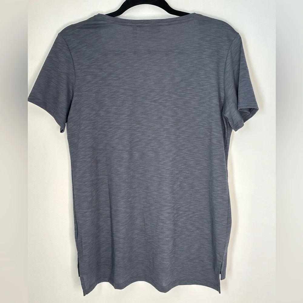 THEORY Heathered Classic Gray Basic Scoop Neck T Shirt Size Medium L47 - Picture 10 of 14